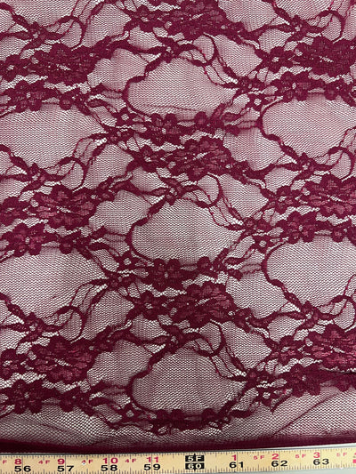 Emily BURGUNDY Floral Nylon 4-way Stretch Spandex Lace Fabric