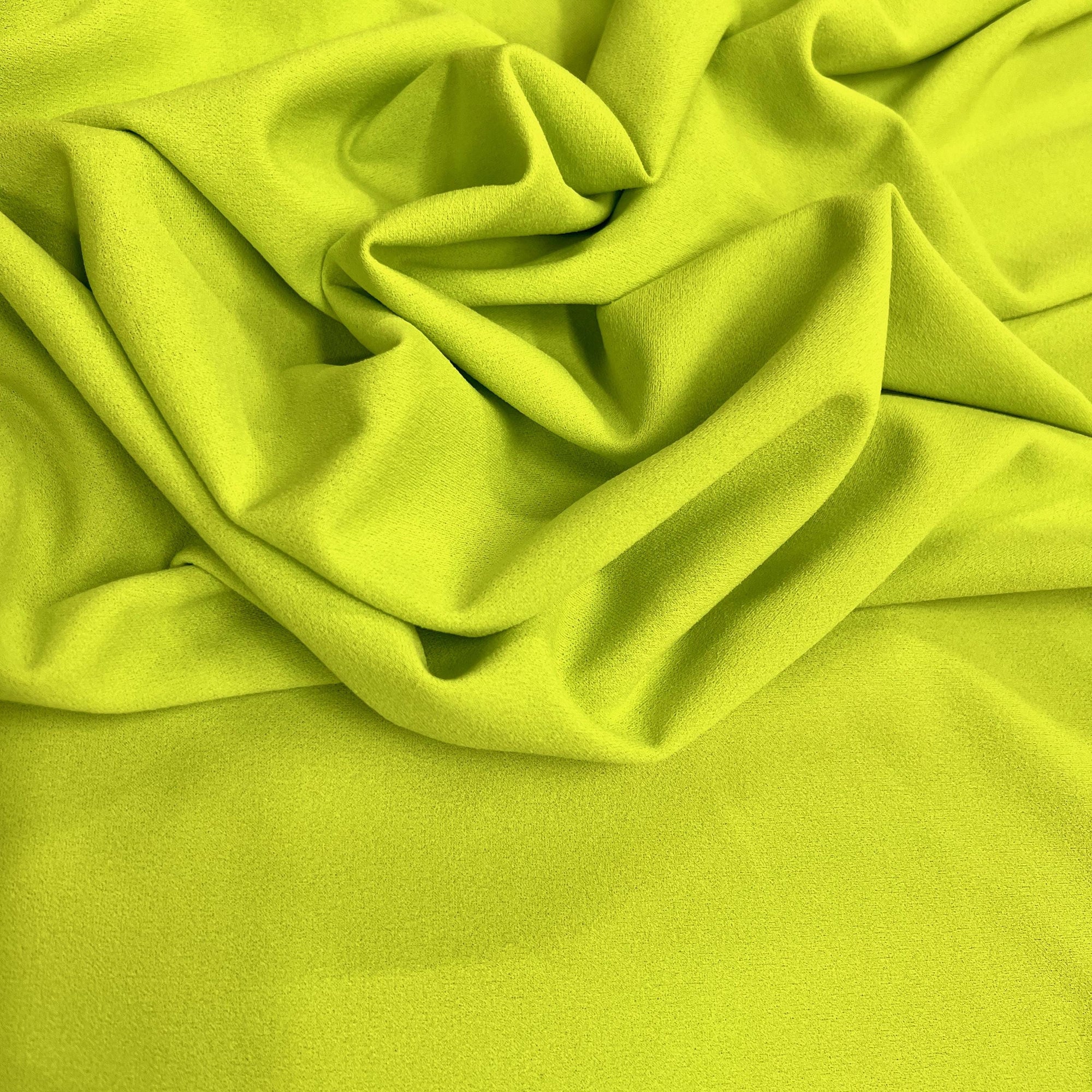 Chey LIME GREEN Stretch Crepe Scuba Techno Knit Polyester Spandex Fabric for Bows, Top Knots, Head Wraps, Clothes, Costumes, Crafts