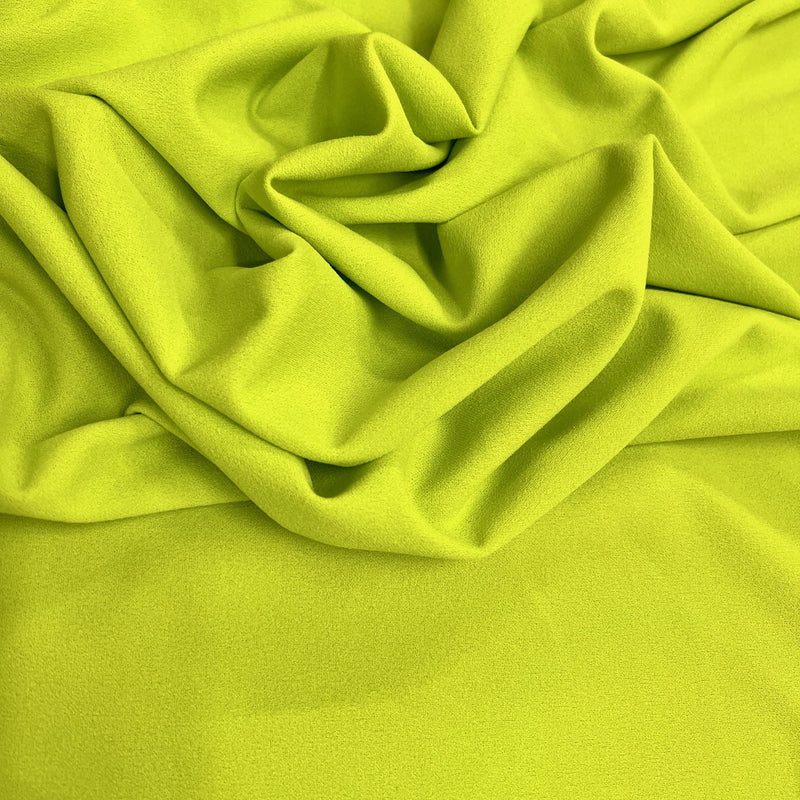 Chey LIME GREEN Stretch Crepe Scuba Techno Knit Polyester Spandex Fabric for Bows, Top Knots, Head Wraps, Clothes, Costumes, Crafts