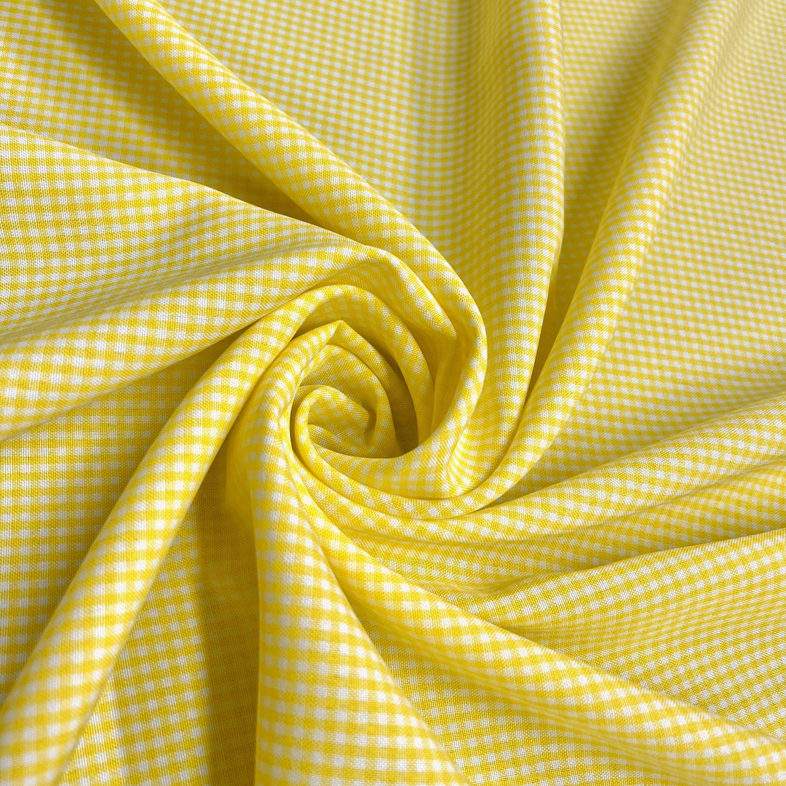 Keira YELLOW Mini Checkered Polyester Poplin Fabric by the Yard