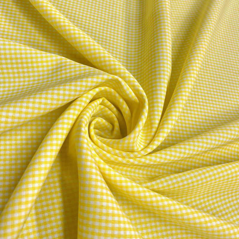 Keira YELLOW Mini Checkered Polyester Poplin Fabric by the Yard