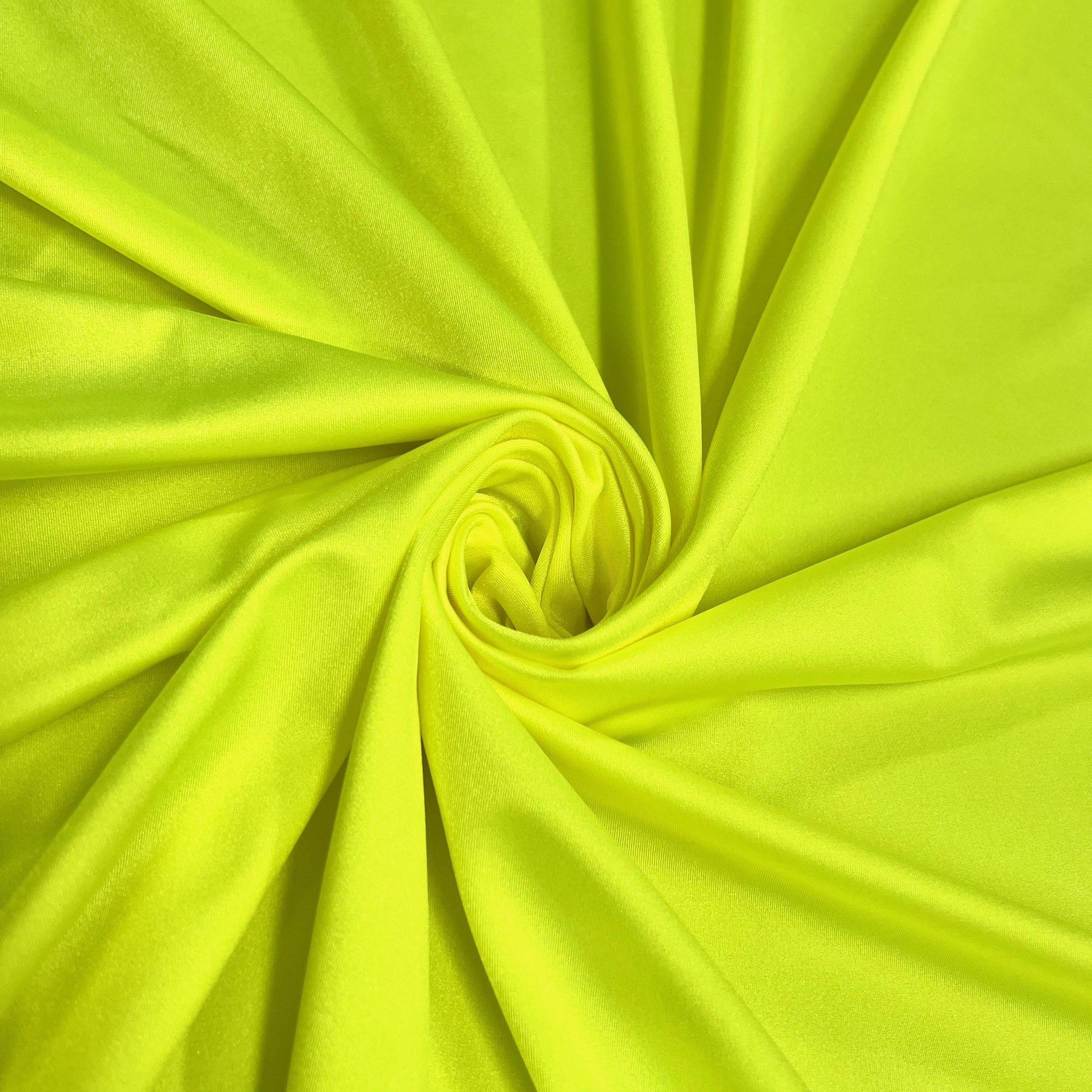 Elle NEON YELLOW Nylon Spandex Stretch Shiny Tricot Medium Weight Fabric for Apparel, Swimwear, Activewear, Sportswear, Costumes, Crafts