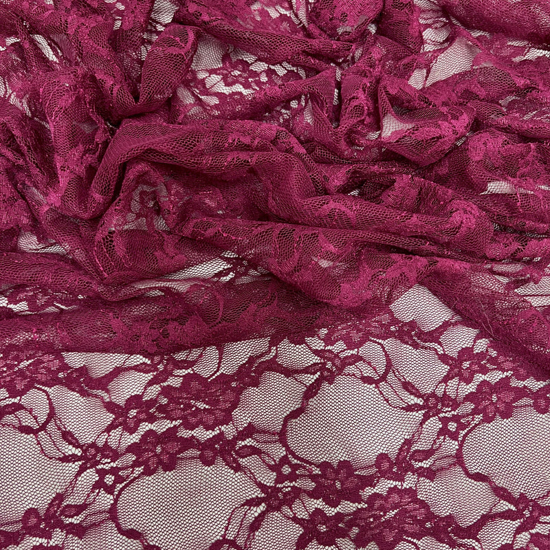 Emily BURGUNDY Floral Nylon 4-way Stretch Spandex Lace Fabric