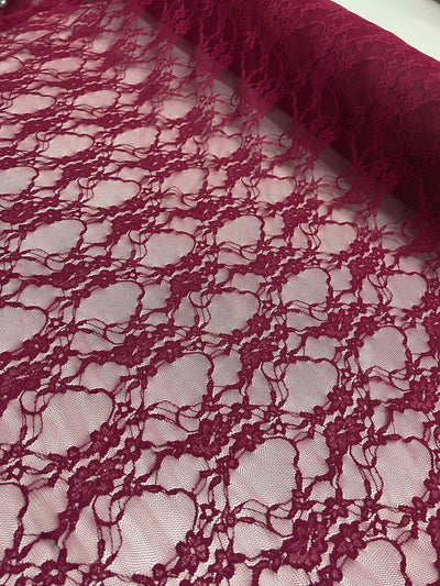 Emily BURGUNDY Floral Nylon 4-way Stretch Spandex Lace Fabric