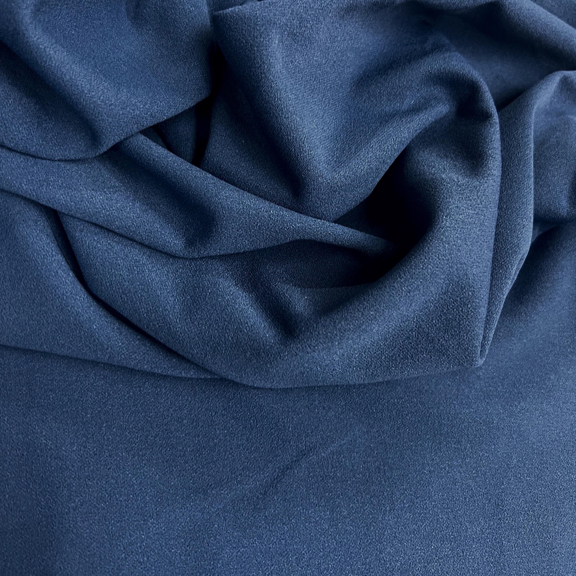 Chey DENIM BLUE Stretch Crepe Scuba Techno Knit Polyester Spandex Fabric for Bows, Top Knots, Head Wraps, Clothes, Costumes, Crafts