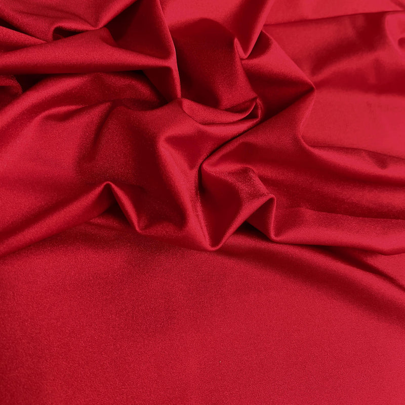 Elle SCARLET RED Nylon Spandex Stretch Shiny Tricot Medium Weight Fabric for Apparel, Swimwear, Activewear, Sportswear, Costumes, Crafts