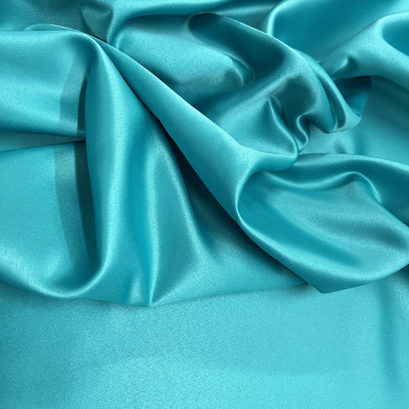 Audrey AQUA Polyester Dull Satin | Matte Satin Fabric for Gowns, Dresses, Skirts, Curtains, Costumes, Home Decor, Crafts, etc.