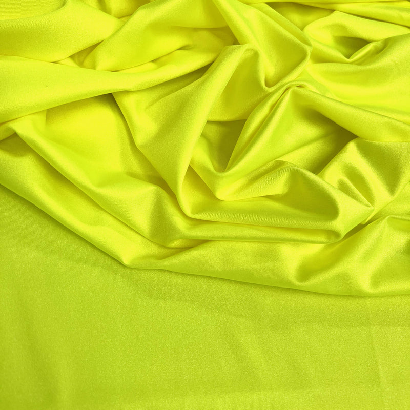 Elle NEON YELLOW Nylon Spandex Stretch Shiny Tricot Medium Weight Fabric for Apparel, Swimwear, Activewear, Sportswear, Costumes, Crafts