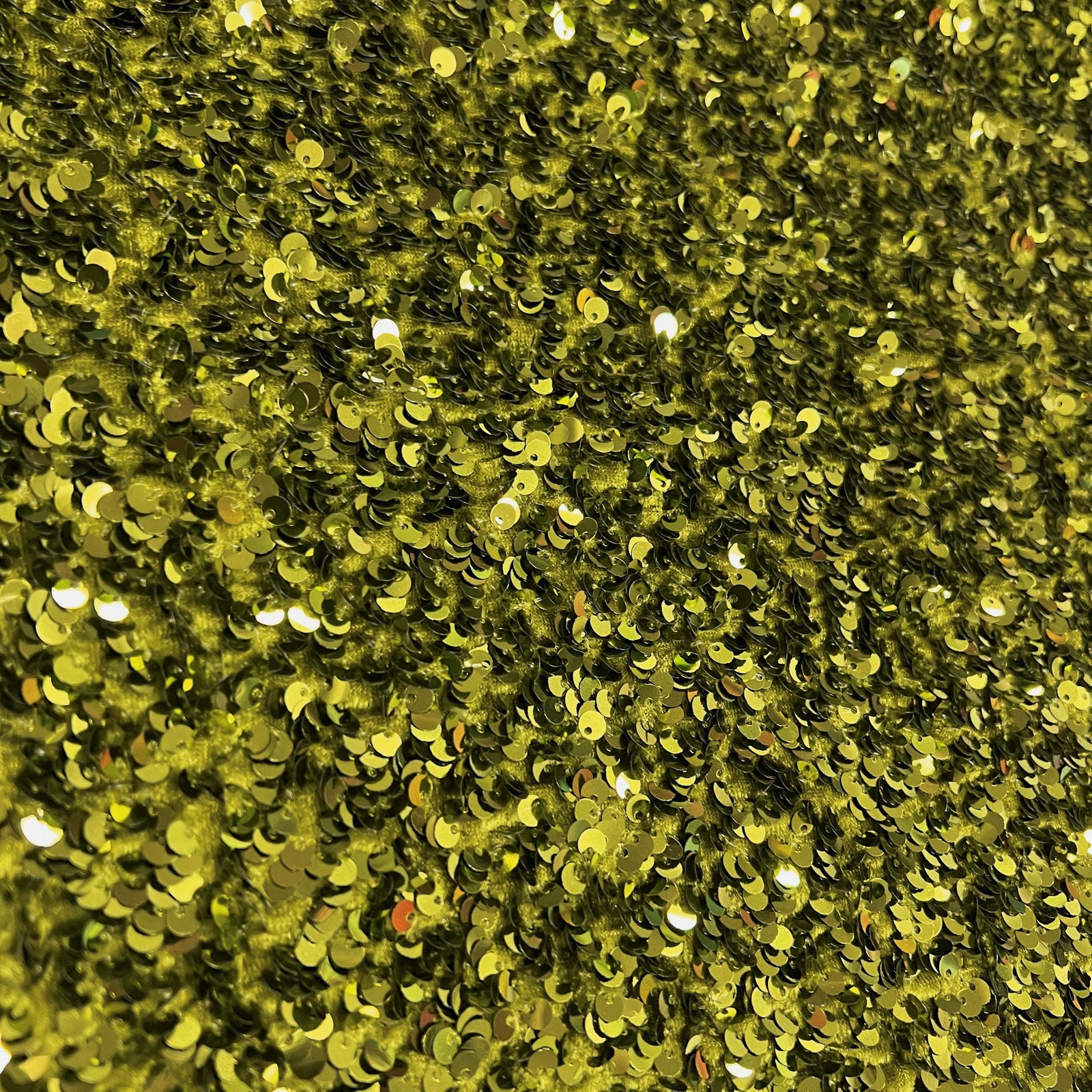Stephanie OLIVE GREEN Overlap Sequins on OLIVE Stretch Velvet Fabric by the Yard for Gowns, Apparel, Costumes, Crafts - 10185