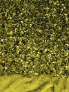 Stephanie OLIVE GREEN Overlap Sequins on OLIVE Stretch Velvet Fabric by the Yard for Gowns, Apparel, Costumes, Crafts - 10185