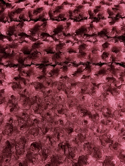 Ruth BURGUNDY Cuddle Minky Rosette Soft Faux Fur Fabric by the Yard - 10083