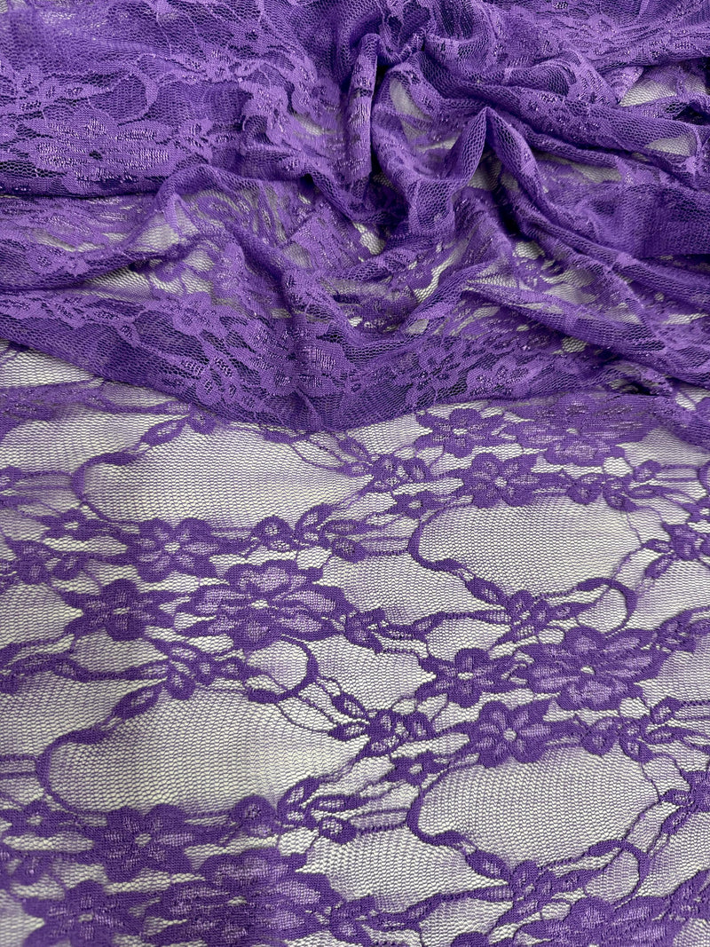 Emily PURPLE Floral Nylon 4-way Stretch Spandex Lace Fabric