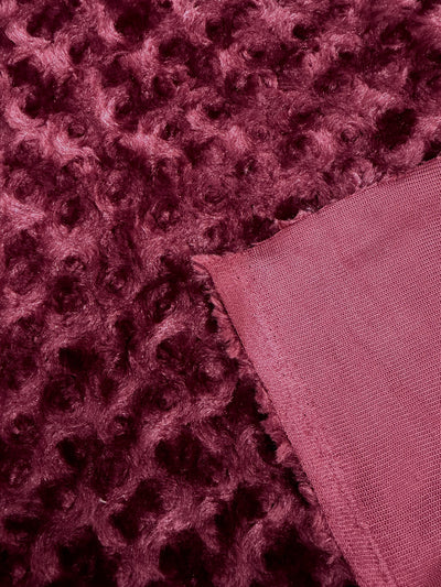 Ruth BURGUNDY Cuddle Minky Rosette Soft Faux Fur Fabric by the Yard - 10083