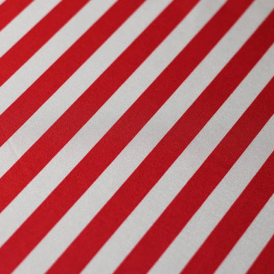 Emma RED/WHITE  1/2 Inch Stripes Printed Polyester Spandex 4-way Stretch Fabric for Apparel, Activewear, Sportswear, Costumes, Crafts