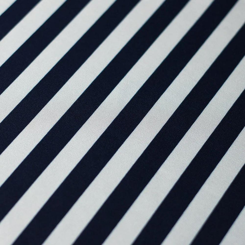 Emma NAVY/WHITE  1/2 Inch Stripes Printed Polyester Spandex 4-way Stretch Fabric for Apparel, Activewear, Sportswear, Costumes, Crafts