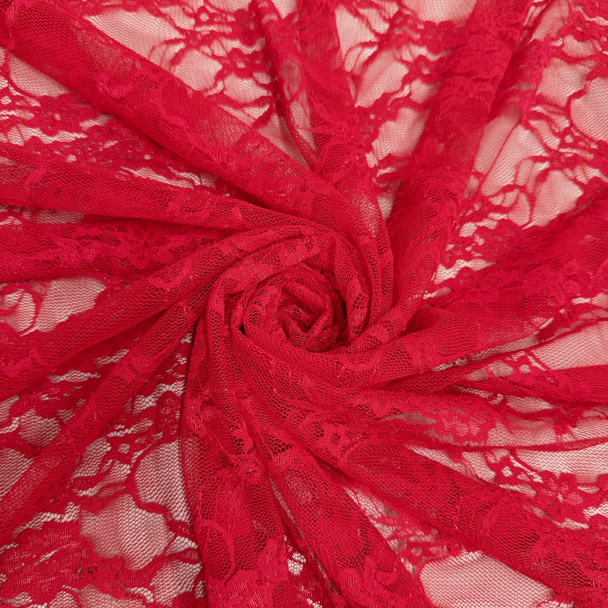 Emily RED Floral Nylon 4-way Stretch Spandex Lace Fabric