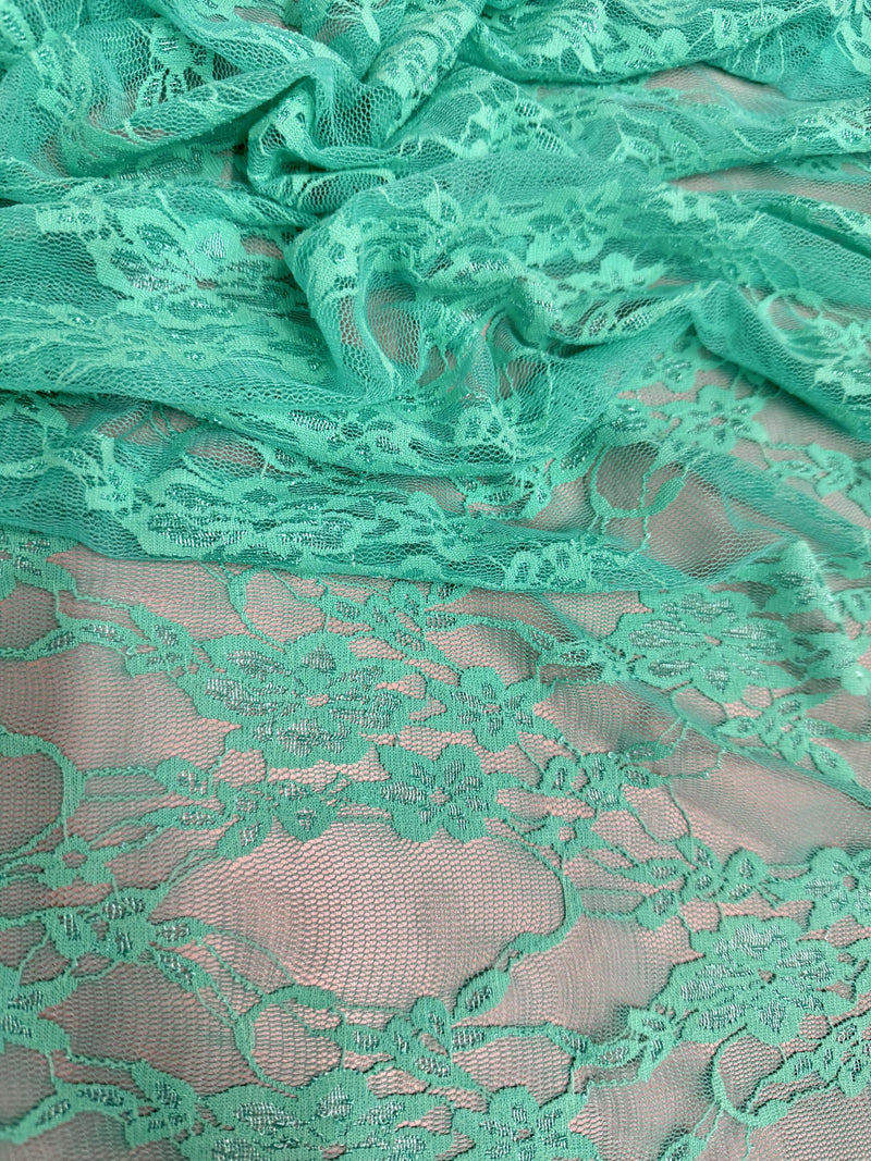 Emily LIGHT JADE Floral Nylon 4-way Stretch Spandex Lace Fabric