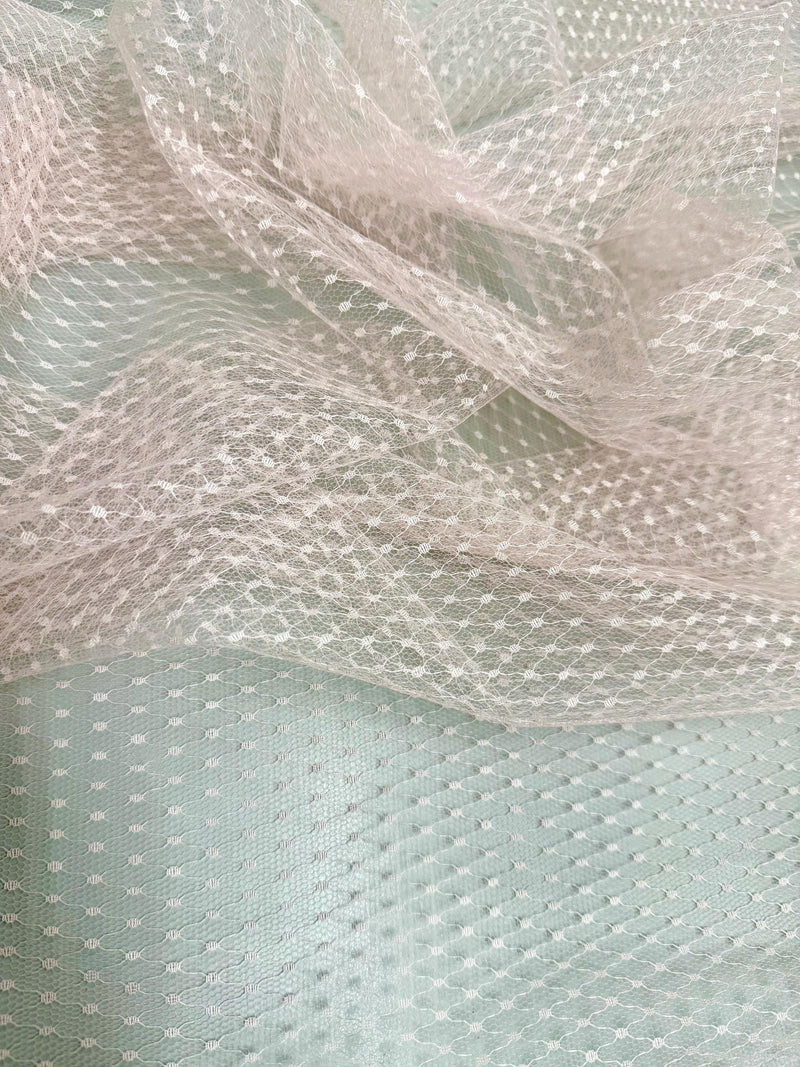 Eleanor BLUSH Dotted Swiss Mesh Tulle Lace Fabric for Veil, Lining, Apparel, Costume, Party/Home Decor