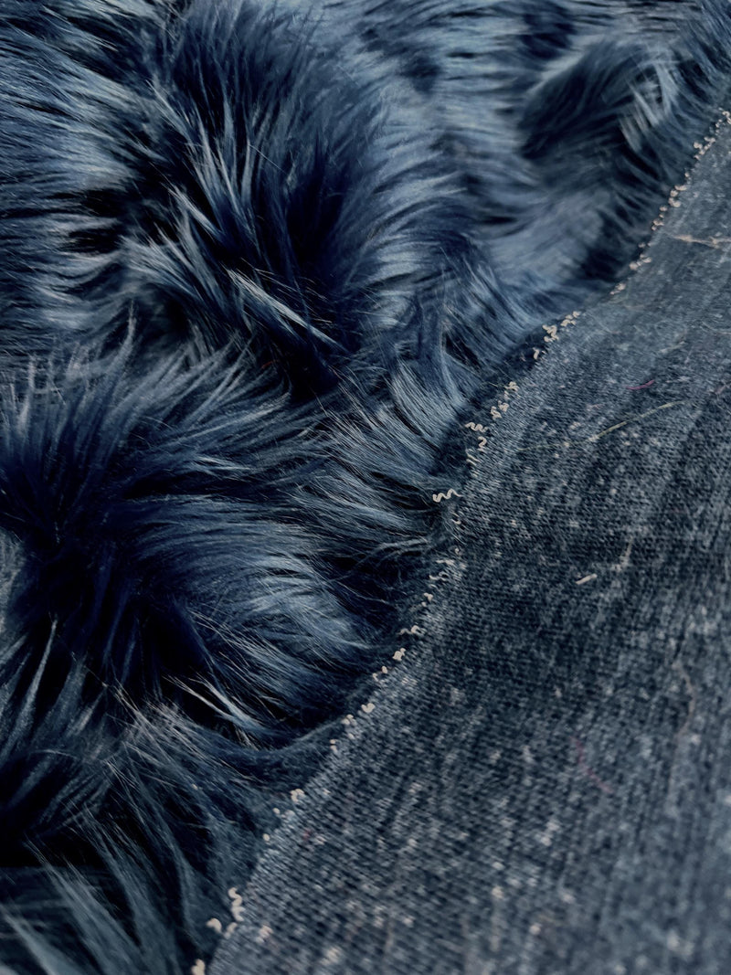 Sasha NAVY BLUE 2 Inch Long Pile Soft Luxury Faux Fur Fabric Fursuit, Cosplay Costume, Photo Prop, Trim, Throw Pillow, Crafts