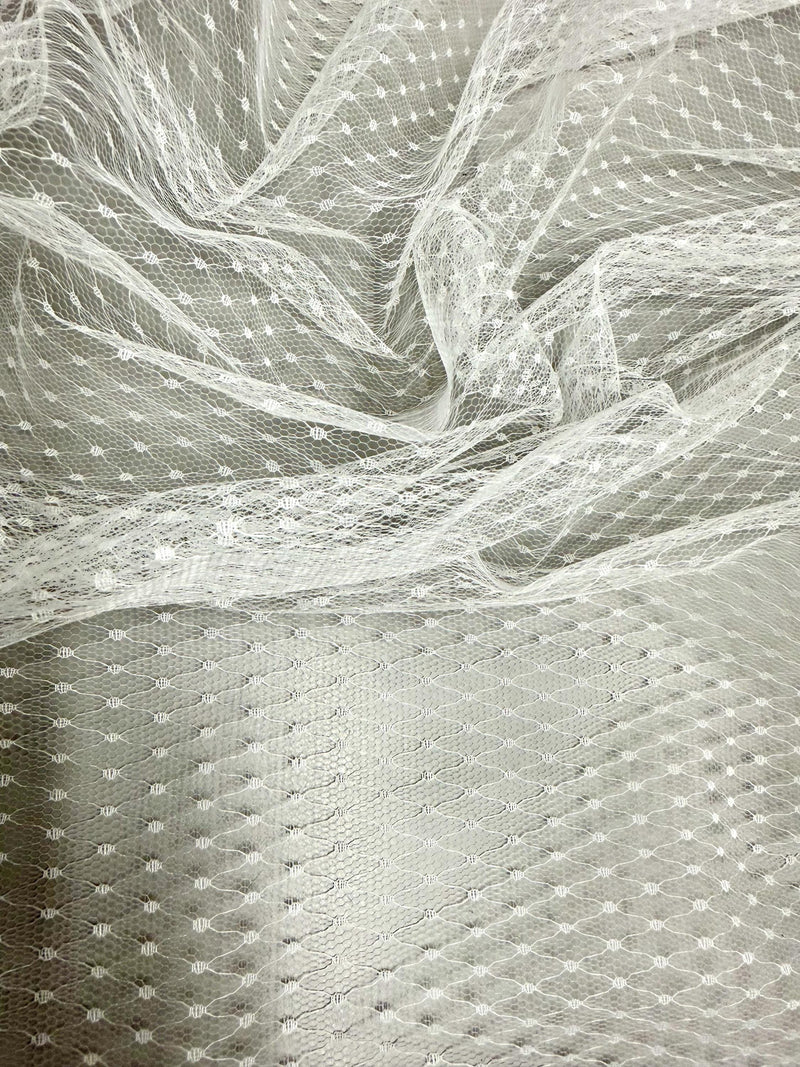 Eleanor IVORY Dotted Swiss Mesh Tulle Lace Fabric for Veil, Lining, Apparel, Costume, Party/Home Decor