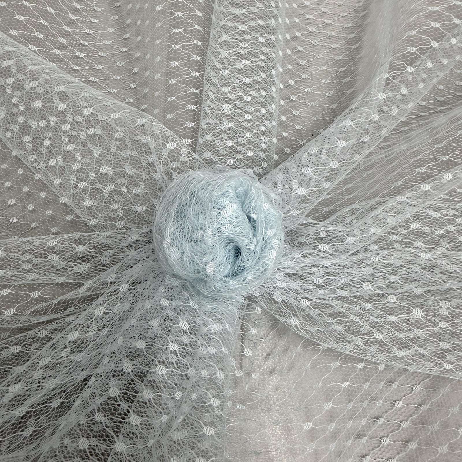 Eleanor LIGHT BLUE Dotted Swiss Mesh Tulle Lace Fabric for Veil, Lining, Apparel, Costume, Party/Home Decor