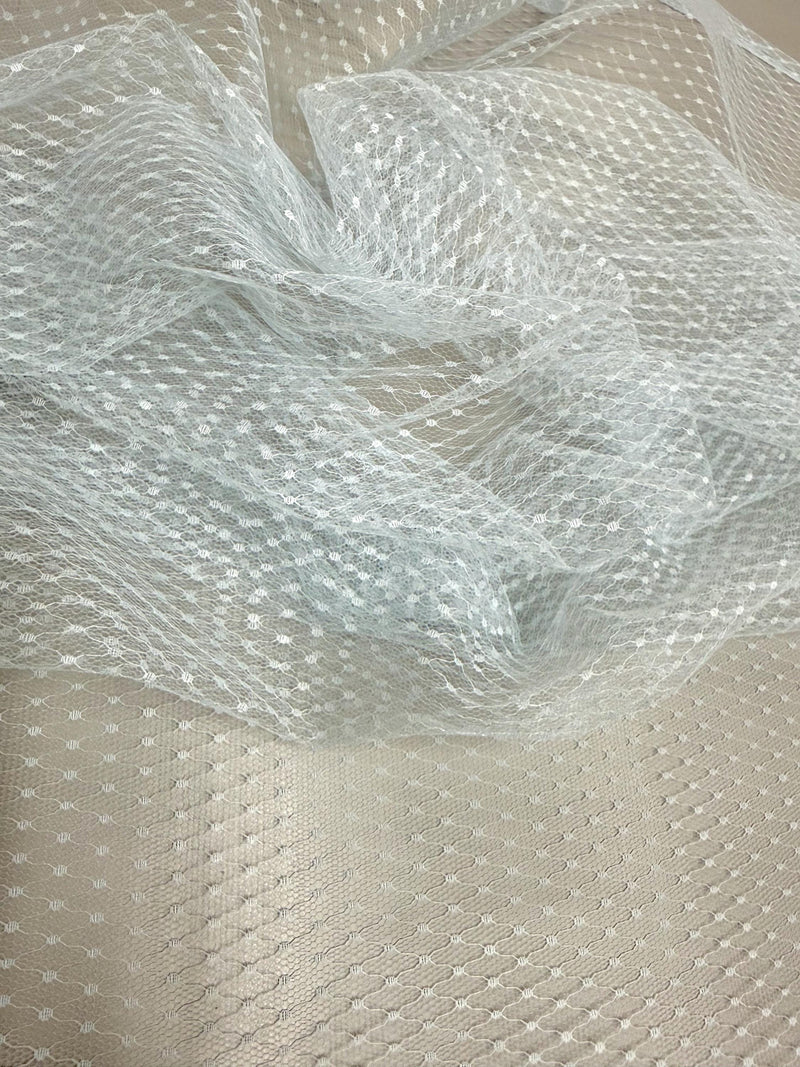 Eleanor LIGHT BLUE Dotted Swiss Mesh Tulle Lace Fabric for Veil, Lining, Apparel, Costume, Party/Home Decor
