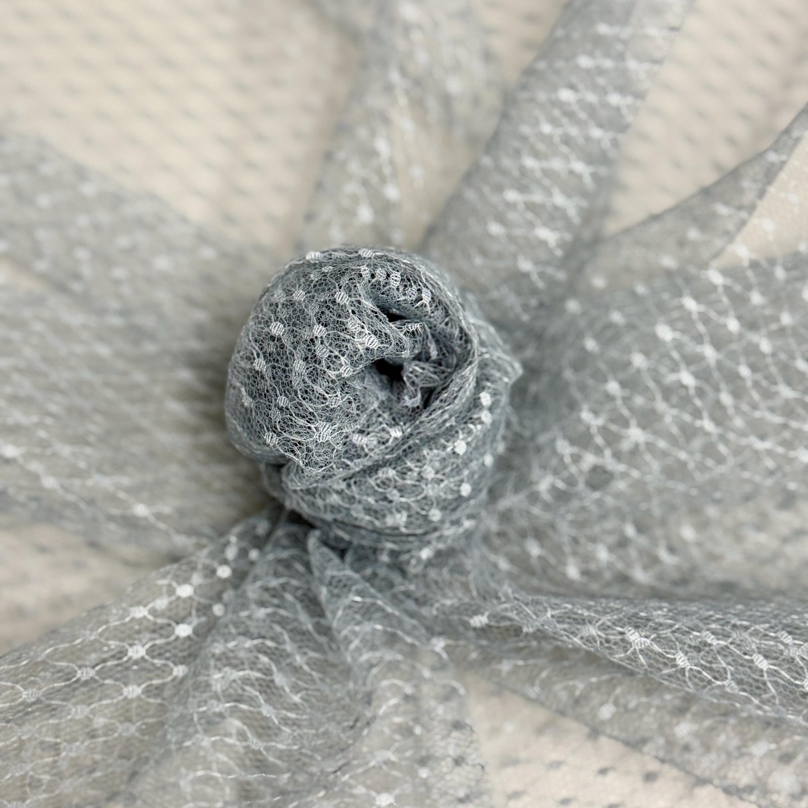 Eleanor GREY Dotted Swiss Mesh Tulle Lace Fabric for Veil, Lining, Apparel, Costume, Party/Home Decor