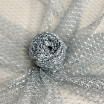 Eleanor GREY Dotted Swiss Mesh Tulle Lace Fabric for Veil, Lining, Apparel, Costume, Party/Home Decor