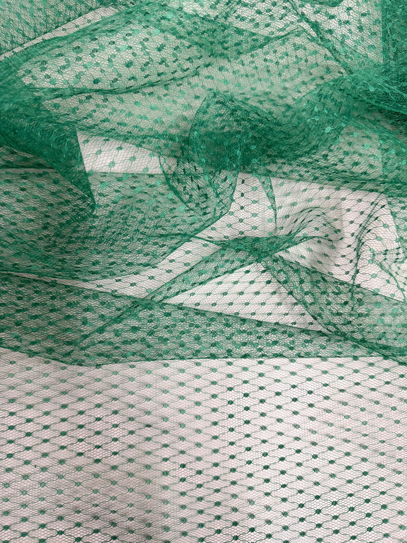 Eleanor HUNTER GREEN Dotted Swiss Mesh Tulle Lace Fabric for Veil, Lining, Apparel, Costume, Party/Home Decor