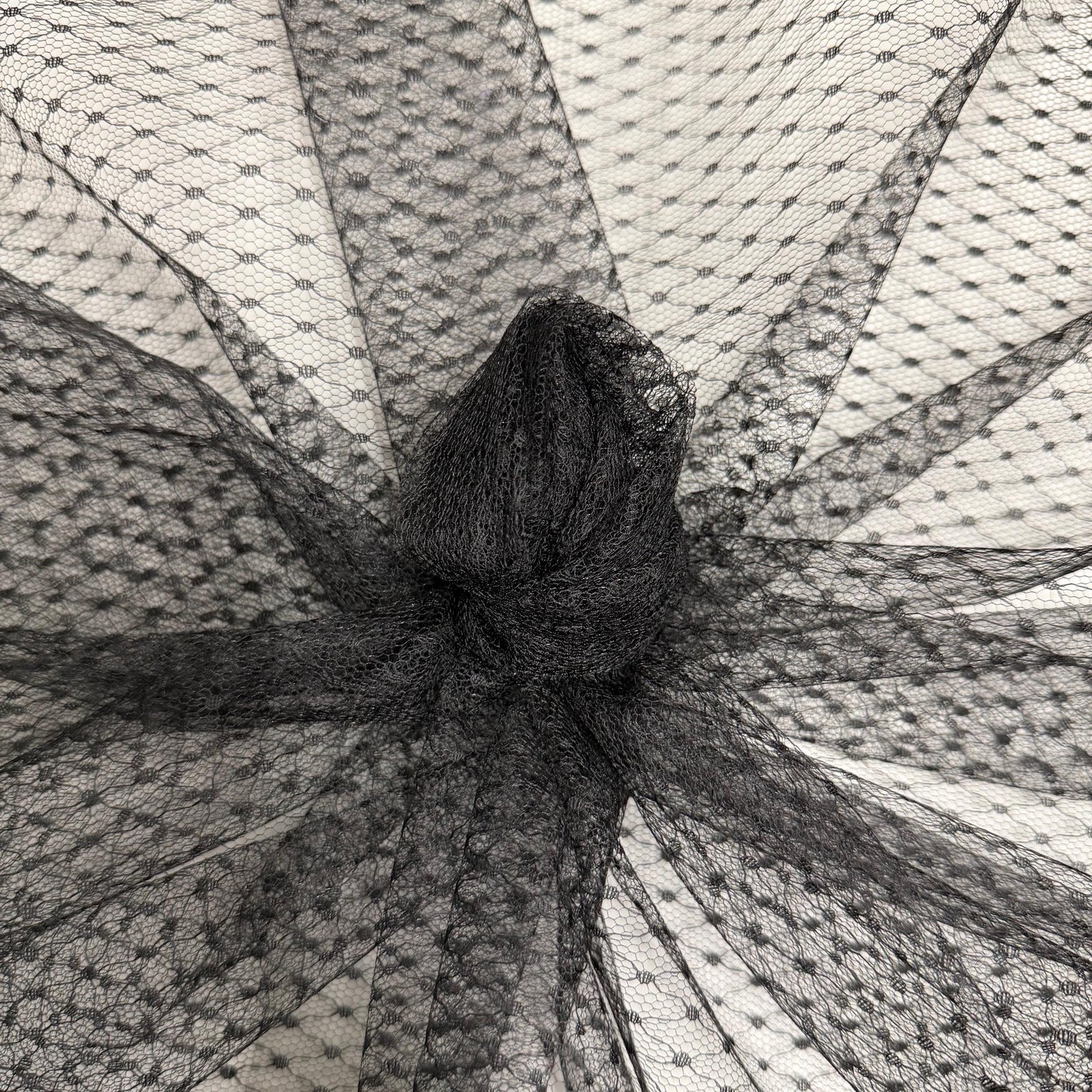 Eleanor BLACK Dotted Swiss Mesh Tulle Lace Fabric for Veil, Lining, Apparel, Costume, Party/Home Decor