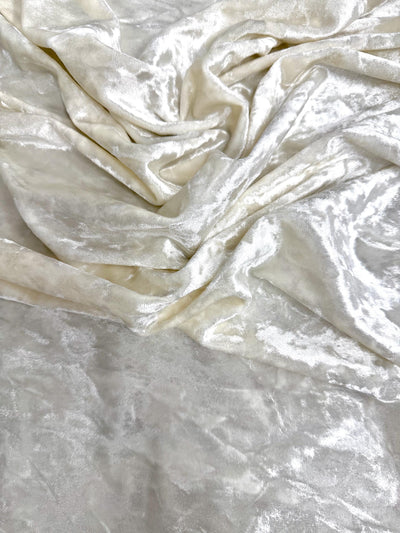 Samantha IVORY Polyester Stretch Crushed Velvet Fabric by the Yard for Bows, Topknot, Head Wraps, Scrunchies, Clothes, Costumes, Crafts