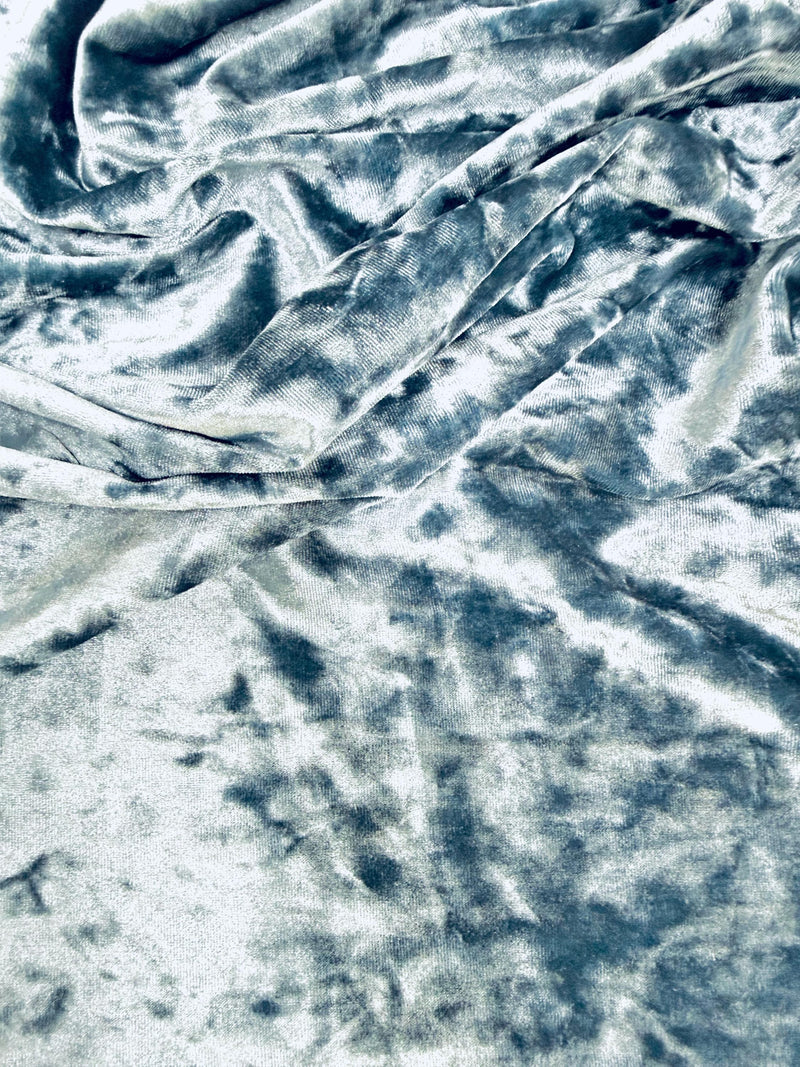 Samantha DARK SLATE BLUE Polyester Stretch Crushed Velvet Fabric by the Yard for Bows, Topknot. Head Wraps, Scrunchies, Clothes, Crafts