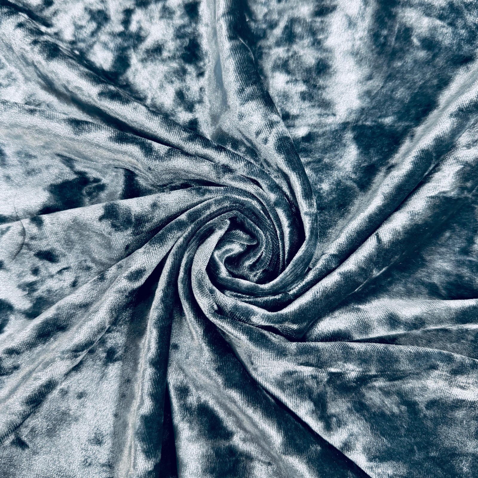 Samantha DARK SLATE BLUE Polyester Stretch Crushed Velvet Fabric by the Yard for Bows, Topknot. Head Wraps, Scrunchies, Clothes, Crafts