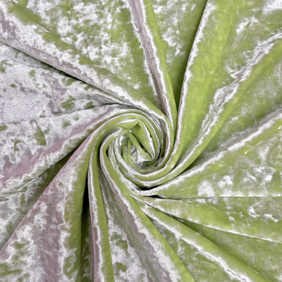 Samantha LIME GREEN SILVER Polyester Stretch Crushed Velvet Fabric by the Yard for Bows, Topknot. Headwraps, Clothes, Costumes, Crafts