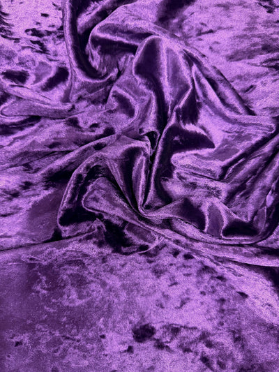 Samantha PURPLE Polyester Stretch Crushed Velvet Fabric by the Yard for Bows, Topknot, Head Wraps, Scrunchies, Clothes, Costumes, Crafts