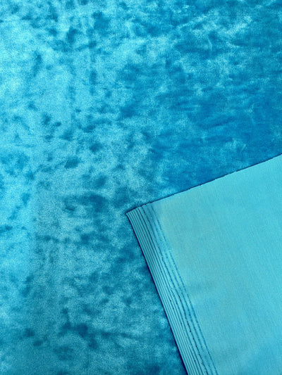 Samantha TURQUOISE Polyester Stretch Crushed Velvet Fabric by the Yard for Bows, Topknot, Head Wraps, Scrunchies, Clothes, Crafts