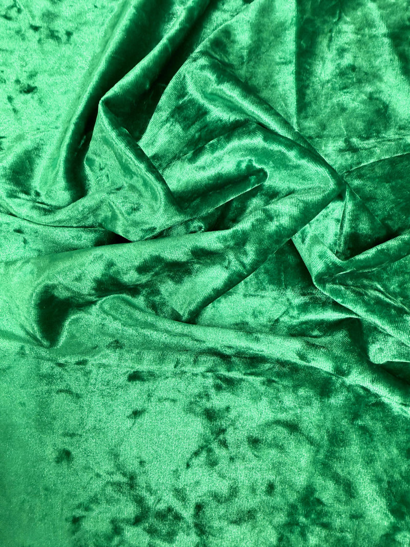 Samantha EMERALD GREEN Polyester Stretch Crushed Velvet Fabric by the Yard for Bows, Topknot, Head Wraps, Scrunchies, Clothes, Crafts