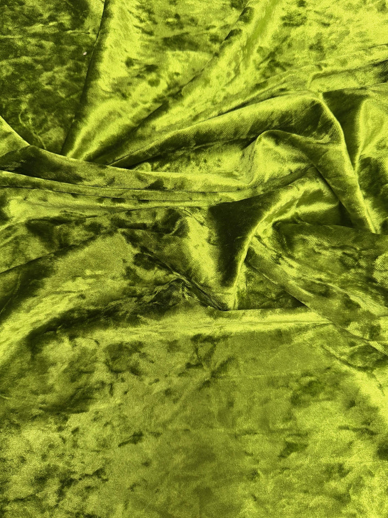 Samantha OLIVE GREEN Polyester Stretch Crushed Velvet Fabric by the Yard for Bows, Topknot. Headwraps, Scrunchies, Clothes, Costumes, Crafts