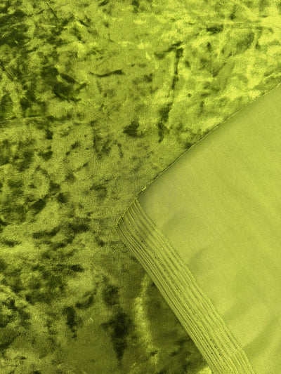 Samantha OLIVE GREEN Polyester Stretch Crushed Velvet Fabric by the Yard for Bows, Topknot. Headwraps, Scrunchies, Clothes, Costumes, Crafts