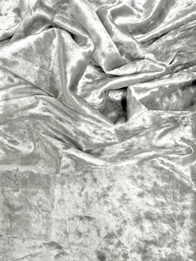 Samantha SILVER Polyester Stretch Crushed Velvet Fabric by the Yard for Bows, Topknot. Headwraps, Scrunchies, Clothes, Costumes, Crafts