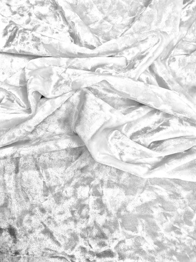 Samantha WHITE Polyester Stretch Crushed Velvet Fabric by the Yard for Bows, Topknot. Headwraps, Scrunchies, Clothes, Costumes, Crafts