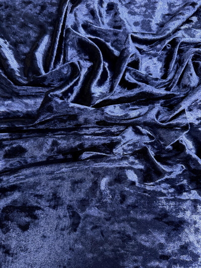 Samantha NAVY BLUE Polyester Stretch Crushed Velvet Fabric by the Yard for Bows, Topknot. Headwraps, Scrunchies, Clothes, Costumes, Crafts
