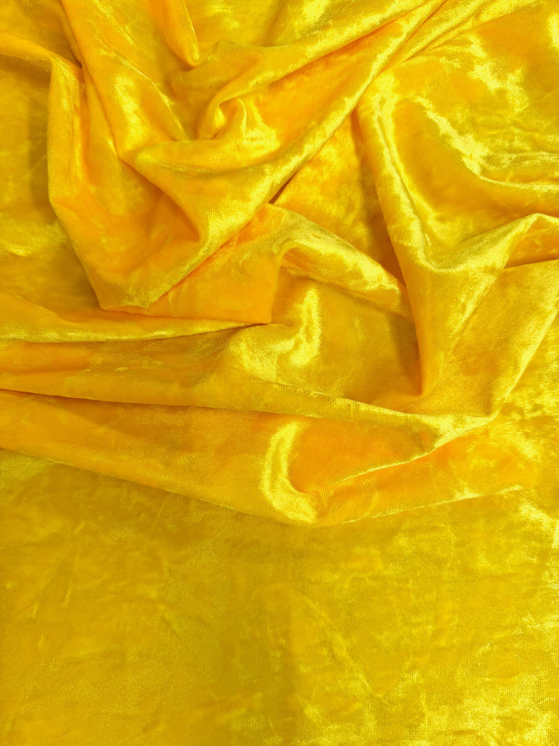 Samantha YELLOW Polyester Stretch Crushed Velvet Fabric by the Yard for Bows, Topknot, Head Wraps, Scrunchies, Clothes, Crafts