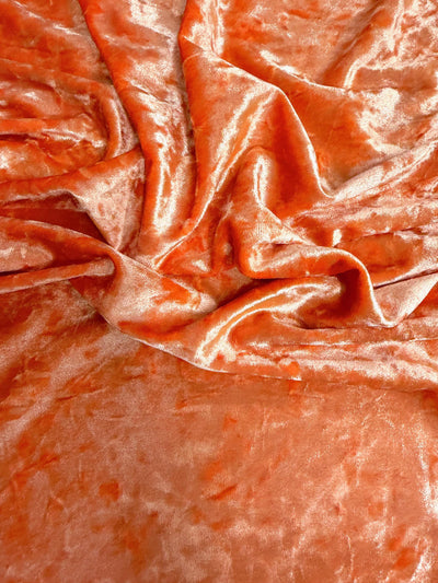 Samantha ORANGE Polyester Stretch Crushed Velvet Fabric by the Yard for Bows, Topknot, Head Wraps, Scrunchies, Clothes, Crafts