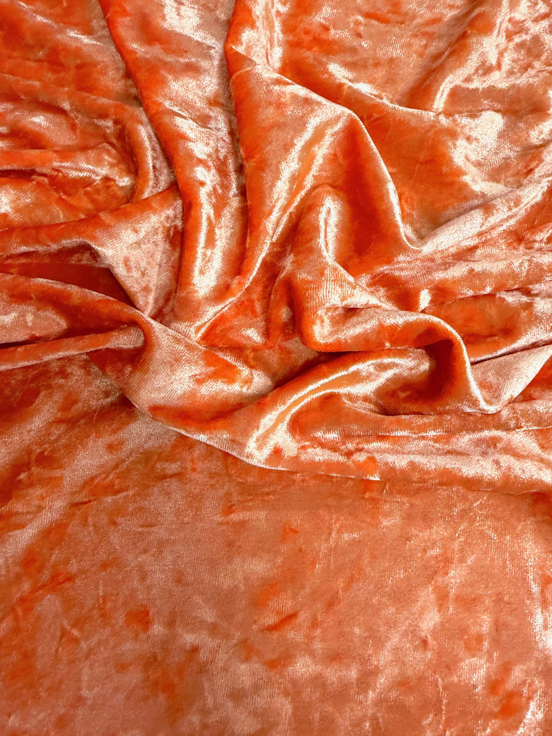 Samantha ORANGE Polyester Stretch Crushed Velvet Fabric by the Yard for Bows, Topknot, Head Wraps, Scrunchies, Clothes, Crafts