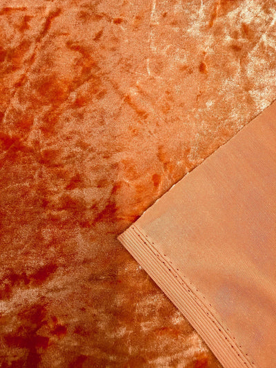 Samantha ORANGE Polyester Stretch Crushed Velvet Fabric by the Yard for Bows, Topknot, Head Wraps, Scrunchies, Clothes, Crafts