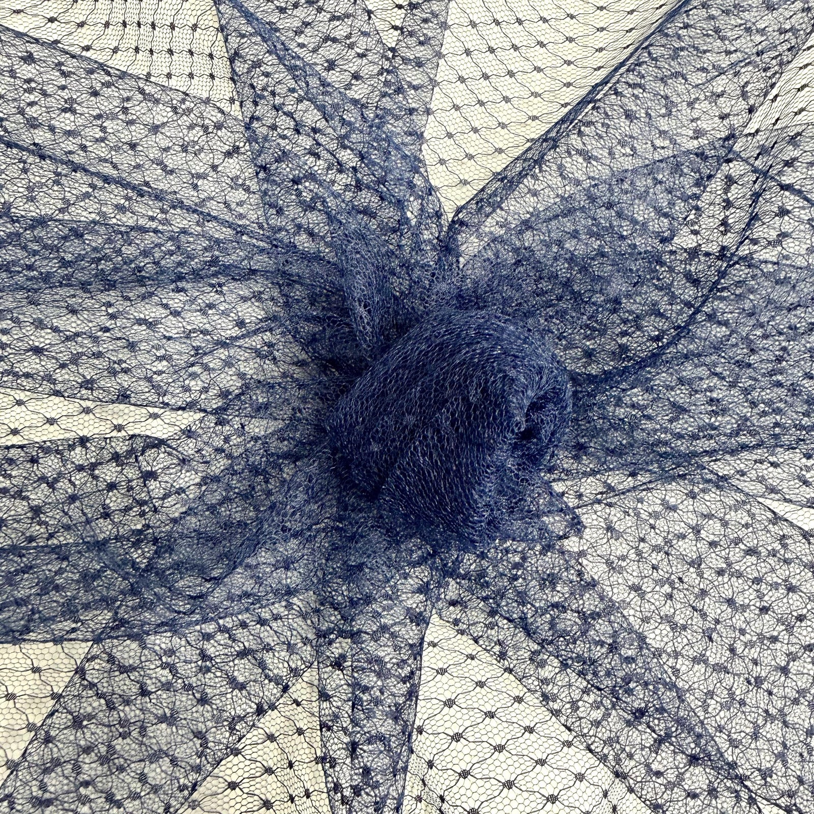 Eleanor NAVY BLUE Dotted Swiss Mesh Tulle Lace Fabric for Veil, Lining, Apparel, Costume, Party/Home Decor