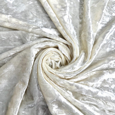 Samantha IVORY Polyester Stretch Crushed Velvet Fabric by the Yard for Bows, Topknot, Head Wraps, Scrunchies, Clothes, Costumes, Crafts