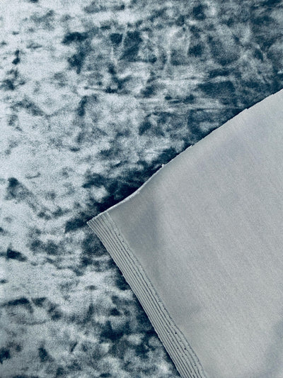 Samantha DARK SLATE BLUE Polyester Stretch Crushed Velvet Fabric by the Yard for Bows, Topknot. Head Wraps, Scrunchies, Clothes, Crafts