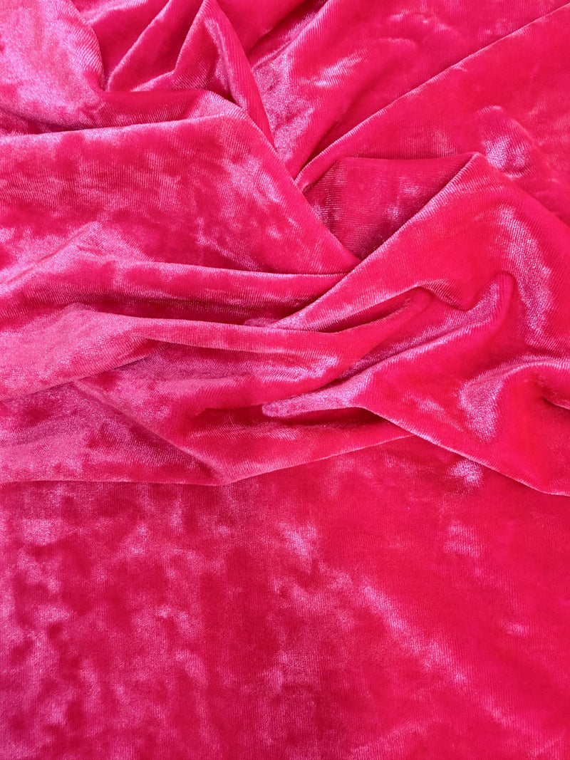 Samantha HOT PINK Polyester Stretch Crushed Velvet Fabric by the Yard for Bows, Topknot. Headwraps, Scrunchies, Clothes, Costumes, Crafts